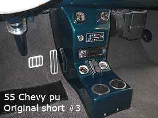 55 chevy pu bench seat cup holders, gauges, switches console