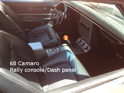 68 camaro rally pro touring console with dash bezel